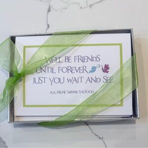 Winnie the Pooh Friendship Cards with Green Ribbon